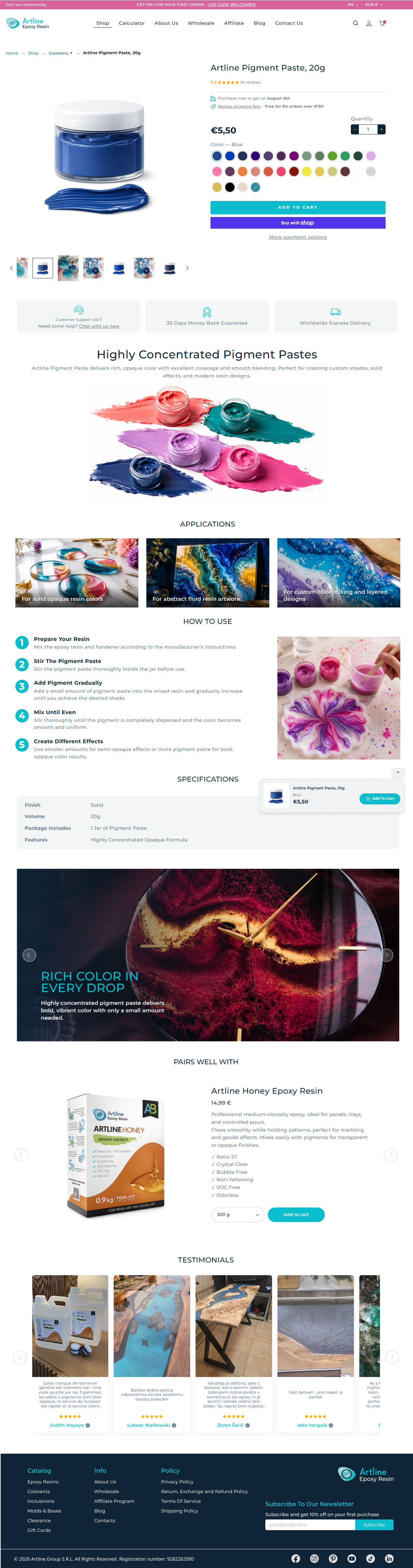 Product page with modular rich content: applications, how to use, specifications, and cross-sell pairings