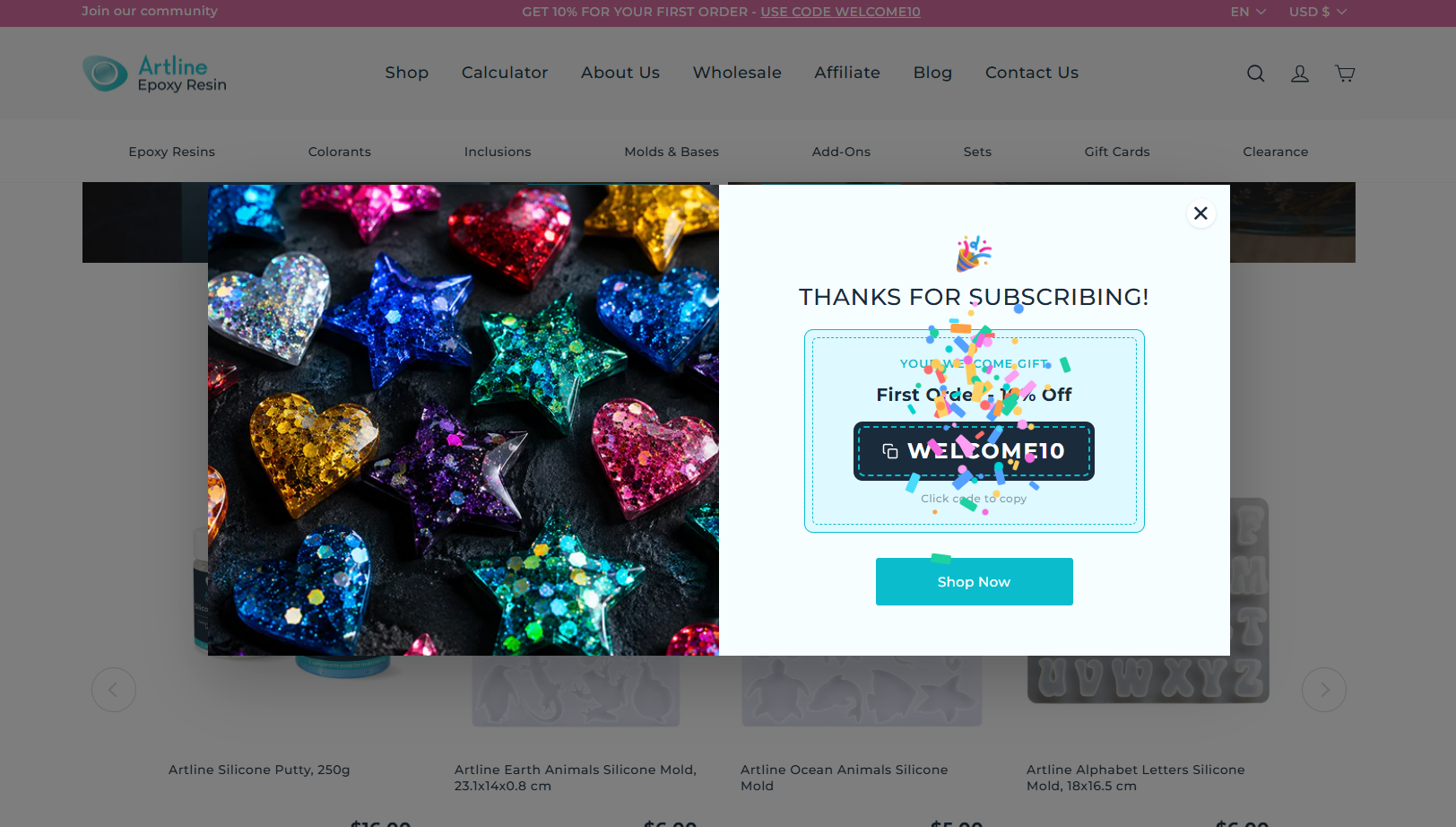 Newsletter signup popup step two with discount code