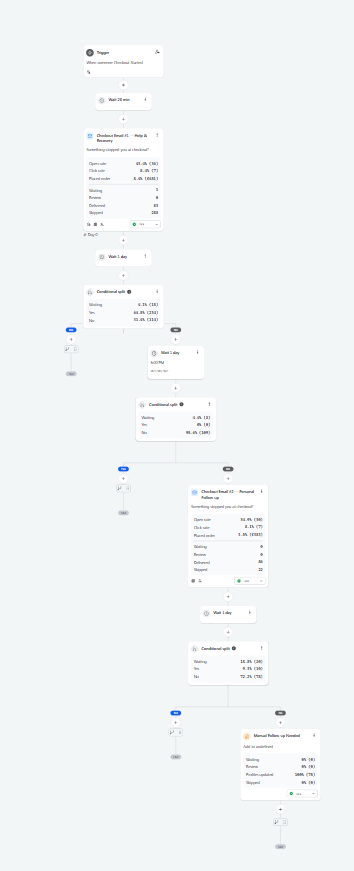 Abandoned checkout flow branching logic